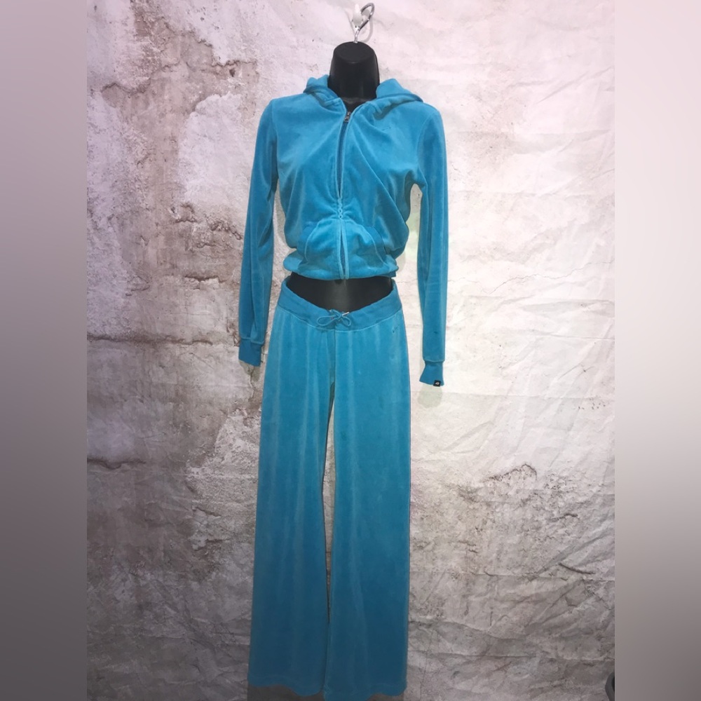 Nike Velour Sweatsuit/  Vtg Y2K Teal Low Rise Pant S Jacket XS Pants~age wear~